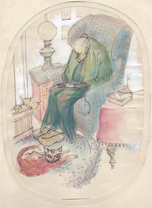 Alte Frau und Katze, 1951
