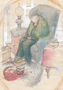 Alte Frau und Katze, 1951