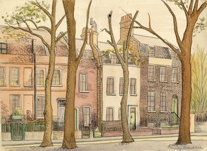 Straßenszene mit Bäumen, ca. 1950 von Shirley Markham