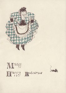 Frau, die sich vor einer Maus erschreckt