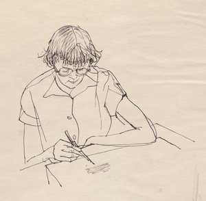Frau beim Zeichnen, ca. 1950 von Shirley Markham