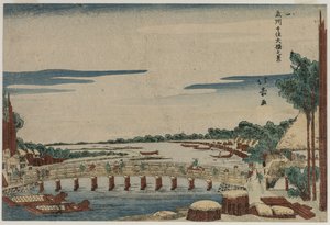 Ansicht der großen Brücke bei Senju in der Provinz Musashi von Shotei Hokuju