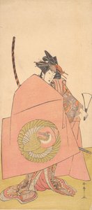 Ein unbekannter Schauspieler in der Onna Woman Shibaraku Warte-einen-Moment-Aufführung, ca. 1780 von Shunsho