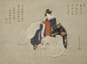 Kurtisane von Eguchi Eguchi no kimi, Malerei: 1770-80, Inschrift: 1820er-1830er