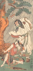 Kabuki-Schauspieler Ichimura Uzaemon IX als Ko-kakeyama und Otani Hiroji III als Koga Saburo, ca. 1771 von Shunsho
