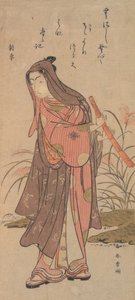 Der Schauspieler Ichikawa Monosuke oder Ichikawa Omezo in Frauenrolle von Shunsho