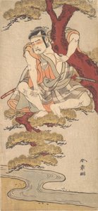 Der Schauspieler Otani Hiroemon III beobachtet von den Ästen einer Kiefer... von Shunsho