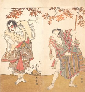 Die Schauspieler Ichimura Uzaemon und Arashi Sangoro, ca. 1773 von Shunsho