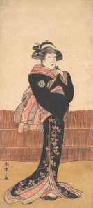 Die dritte Azuma Tozo als Frau in einem schwarzen Kimono, wahrscheinlich 1782