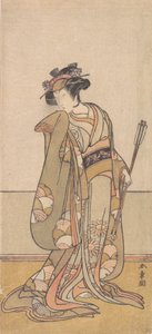 Der dritte Segawa Kikunojo als eine Frau, die nach rechts geht, 1774 oder 1775