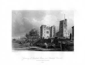 Lambeth Palace und Kirche, Lambeth, 1850