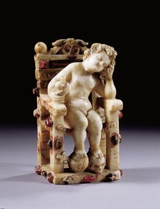 Figur des Jesuskindes auf einem Thron sitzend, frühes 17. Jahrhundert von Sicilian School