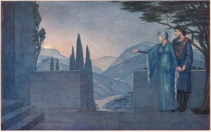 Der Prinz und Elsie. "Ach nicht so bald, sieh dort das Feuer, es ist der Mond, der langsam über den östlichen Hügel aufsteigt"