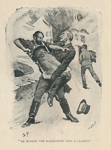 Er schleuderte den Schmied über ein Geländer, 1892