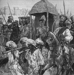 Napier, in voller Uniform, wurde in einer prächtigen Sänfte nach Hyderabad getragen, 1902 von Sidney Paget