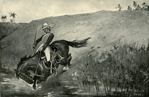 Knappes Entkommen von Leutnant Roberts, verfolgt von Einheimischen nahe Lucknow, 1901 von Sidney Paget