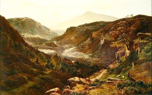 Junge und Mädchen hüten eine Herde von Sidney Richard Percy