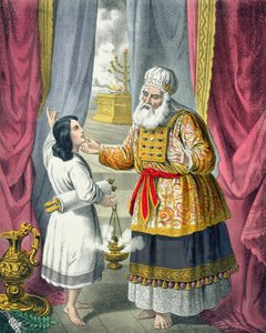 Eli befragt Samuel bezüglich der Vision, aus einer Bibel gedruckt von Edward Gover