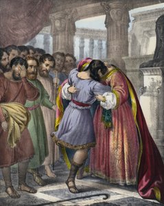 Josephs Vergebung seiner Brüder (farbiger Stich) von Siegfried Detler Bendixen