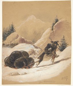 Mann mit Schlitten