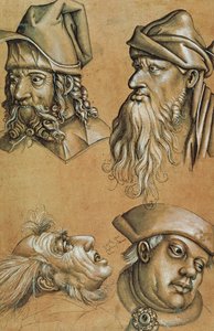 Studien von vier Köpfen für eine Passionsserie von Sigmund Holbein