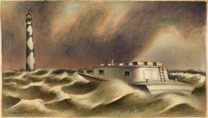 Post nach Cape Lookout (Wandbildstudie, Beaufort, North Carolina Postamt) von Simka Simkhovitch