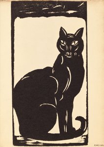 Schwarze Katze (Holzschnitt) von Simon Albert Bussy