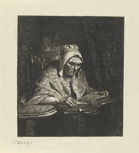 Lesende alte Frau