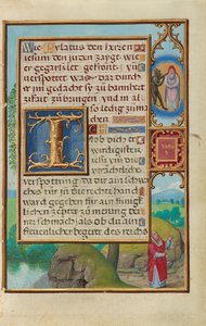 Rand mit der Vision des Hohenpriesters und des Teufels von Sacharja von Simon Bening