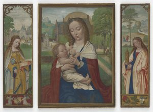 Jungfrau und Kind; Heilige Katharina und Barbara, ca. 1520 von Simon Bening