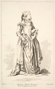 Ancienne Mode Françoise, aus Recueil de diverses fig.res étrangères Inventées par..., 18. Jahrhundert von Simon Francois Ravenet