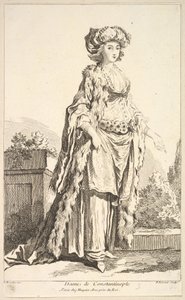 Dame von Konstantinopel, aus Recueil de diverses figures étrangères Inventées par ..., 18. Jahrhundert von Simon Francois Ravenet