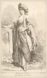 Femme du Levant, aus Recueil de diverses figures étrangères Inventées par F. Bouc..., 18. Jahrhundert von Simon Francois Ravenet