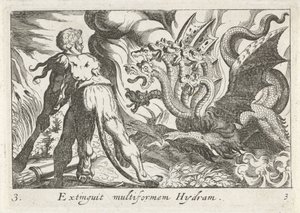 Herkules im Kampf mit der Hydra von Lerna von Simon Frisius
