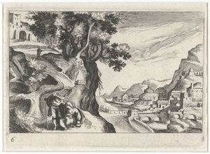 Landschaft mit Juda und Tamar von Simon Frisius