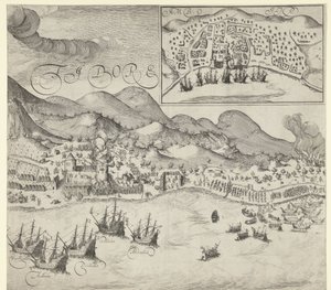 Sieg der Holländer über die Portugiesen auf Tidore (rechte Platte), 1605