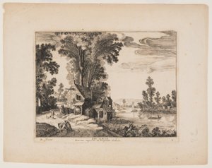 Der Samariter nähert sich dem Gasthaus, aus Landschaften mit der Geschichte des barmherzigen Samariters von Simon Frisius