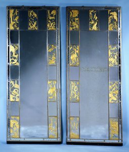 Ein Paar Orrefors-Spiegeltüren mit Zirkusszenen von Simon Gate