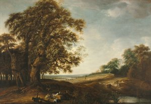 Schlafende Bauern nahe Feldern (Gleichnis vom Unkraut) von Simon Jacobsz. Vlieger