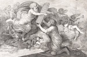 Moses auf dem Sinai, Die Tafeln des Gesetzes, 1773 von Simon Julien