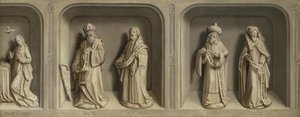 Szenen aus dem Leben des Heiligen Bertin und die Verkündigung an Maria mit Propheten und Evangelisten von Simon Marmion