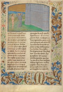 Die Mauer aus Metallen und Juwelen, umgeben von Engeln und Heiligen von Simon Marmion