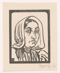 Kopf einer Frau mit Haube von Simon Moulijn (signed by artist)