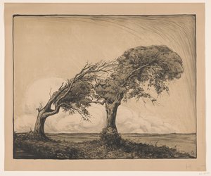 Landschaft mit zwei Bäumen von Simon Moulijn