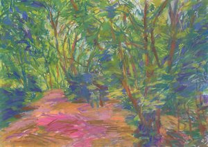 Waldweg Nr. 29, 2024 (Pastell auf Papier) von Simon Neville