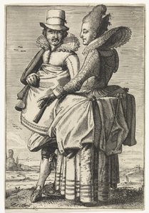 Mann und Frau gekleidet nach der Mode von ca. 1625
