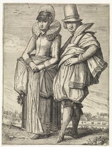 Mann und Frau in der Mode von ca. 1625 von Simon Poelenburg (attributed to)