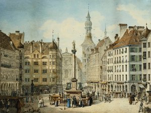 Der Schrannenplatz, München, 1835 von Simon Quaglio