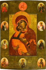 Die Gottesmutter von Wladimir mit ausgewählten Heiligen von Simon Ushakov