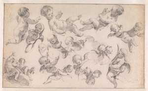Studie für eine Dekoration mit Putti von Simon Vouet